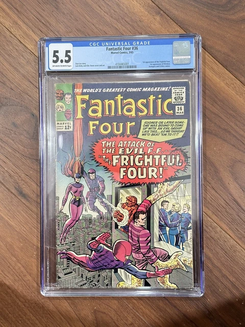 Fantastic Four #36 CGC 5.5 OW/WP 1st Frightful Four! 1st Medusa Marvel 3/1965