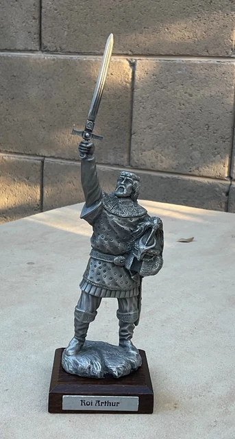 King Arthur w/Excalibur Sword Pewter Medieval Knight Figurine Statue 8.00" 