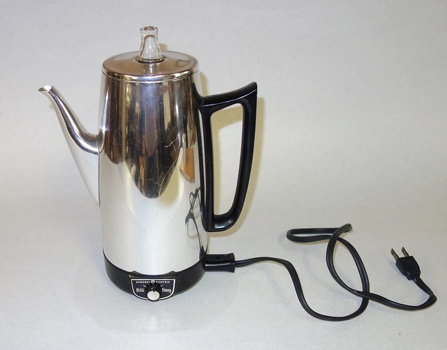 VINTAGE GENERAL ELECTRIC Percolator Coffee Pot Cup Chrome Model
