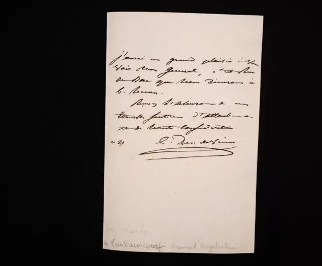 Armand de Caulaincourt - Lettre autographe signée au comte Foy - [Napoléon]