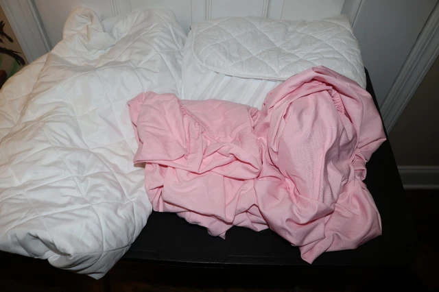 Baby girl crib bedding mattress protectors and crib sheet set lot of 4