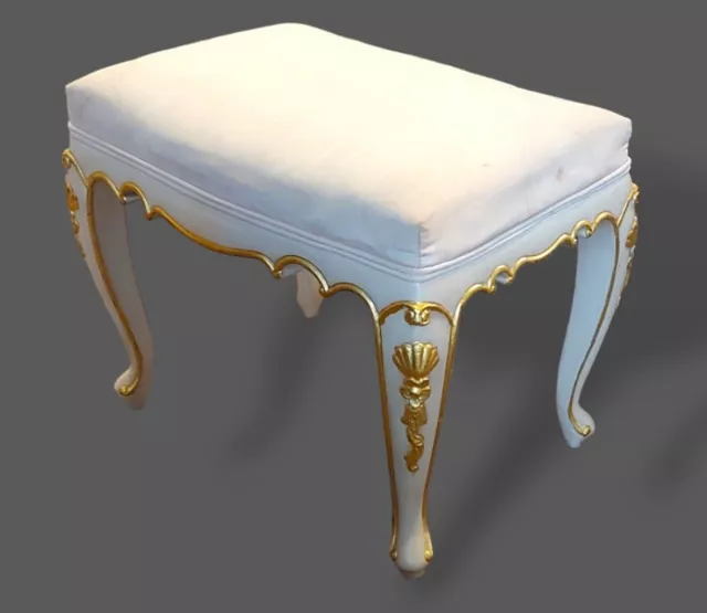 Antique French Dressing Table & Stool.  Mirrored White & Gold. Rare & Beautiful 2