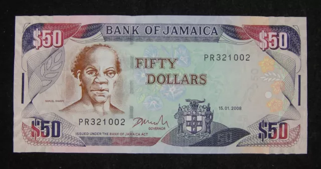 Jamaica Paper Money 50 Dollars 2008 UNC