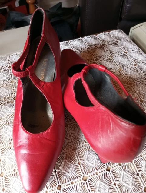 Chaussures Femme Talon 5-6 Cm Marron Et Bleu - Taille 39, Cuir Fait Main Au Brésil, état Très Bon