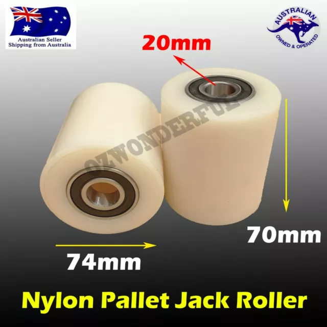 2x Nylon Pallet Jack Wheels Front Roller Wheels 74x70mm Solid Pallet Jack Wheel