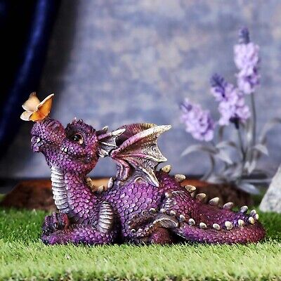 Purple Dragon & Butterfly Figurine Statue Ornament Sculpture Gift New & Boxed
