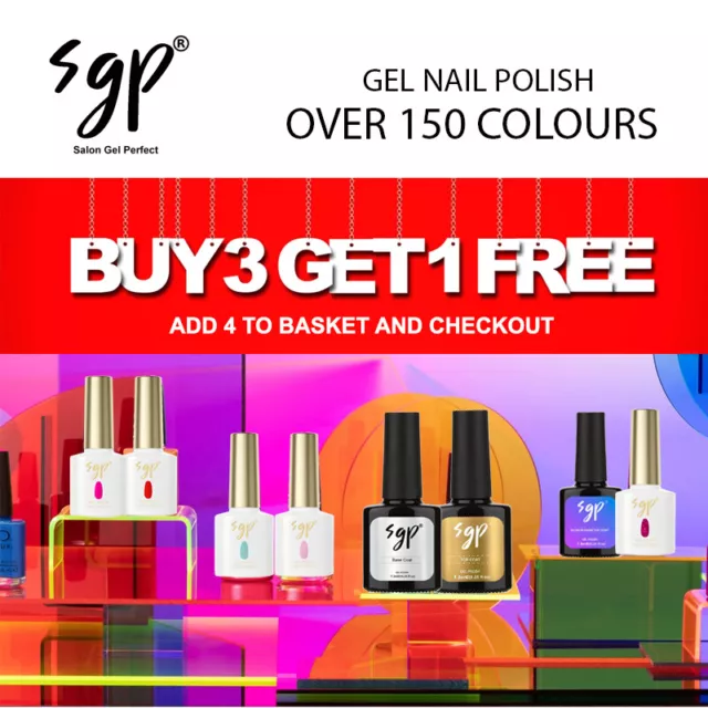 SGP Gel Nail Polish Soak Off UV LED Gels Colour Coat For Home/ Professional USE