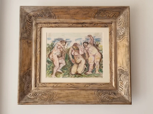 Fausto Pirandello Bagnanti 1967 22x28