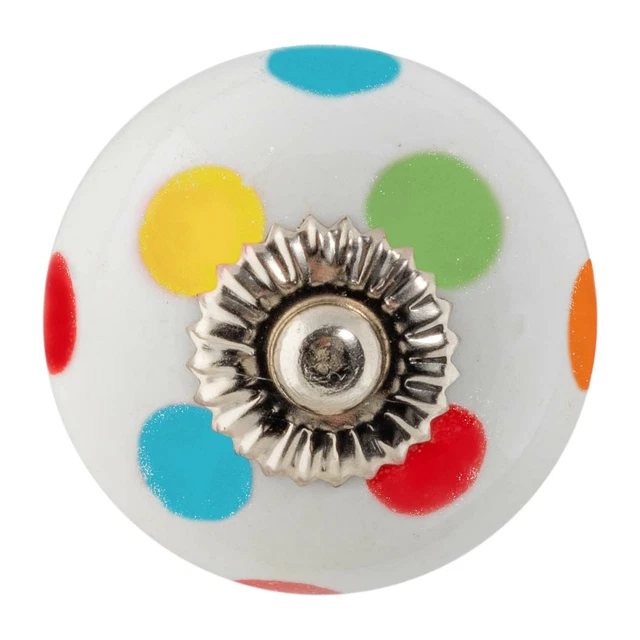 Round Ceramic Cabinet Knob Vintage Cupboard Door Drawer Handles Polka Dot