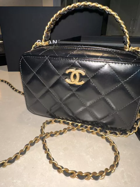 Chanel Tan Beechwood And Black Calfskin Small Vanity Case Gold Hardware,  2022 Available For Immediate Sale At Sotheby's