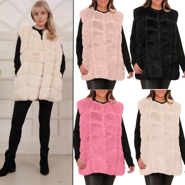 Women Faux Fur Gilet Vest Sleeveless Waistcoat Winter Warm Jacket Outwear Coat