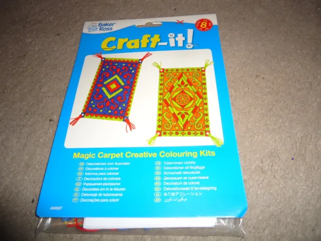 Brand New Baker Ross Craft It Magic Carpet Creative Colouring Kits 1 Pack Of 8