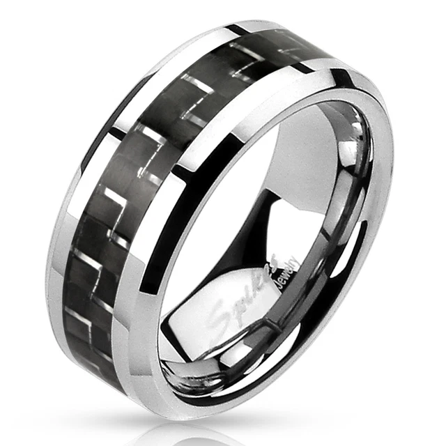 Bague Couple Titane Plaqué Noir - Alliances De Fiançailles Homme Et Femme | Bande Simple 0619