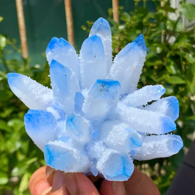 379G New Find sky blue Phantom Quartz Crystal Cluster Mineral Specimen Healing