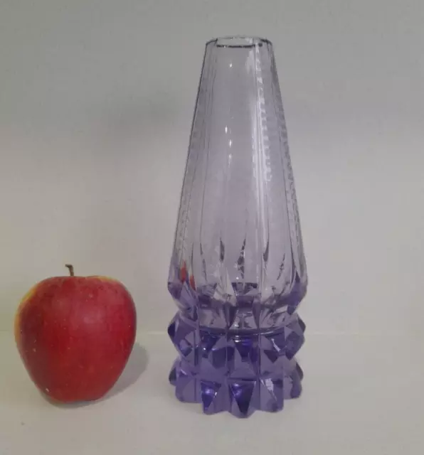 Vintage c. 1930's Bohmian Czech Faceted Purple Art Glass Art Deco Vase Moser?