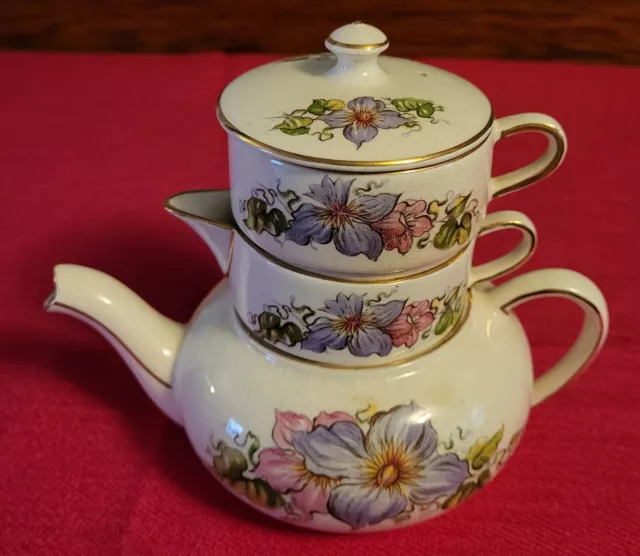 Vintage Royal Winton Grimwades Transferware STACKING TEA SET Floral Design