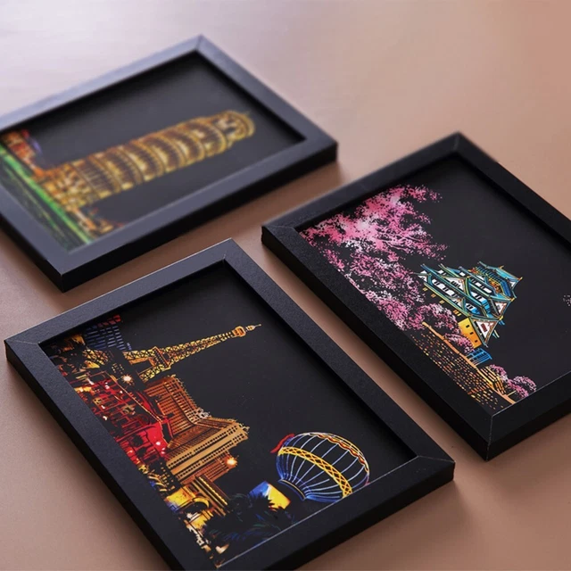 Pinturas con arañazos dibujos regalos pinturas nocturnas arañazos 4 piezas/conjunto