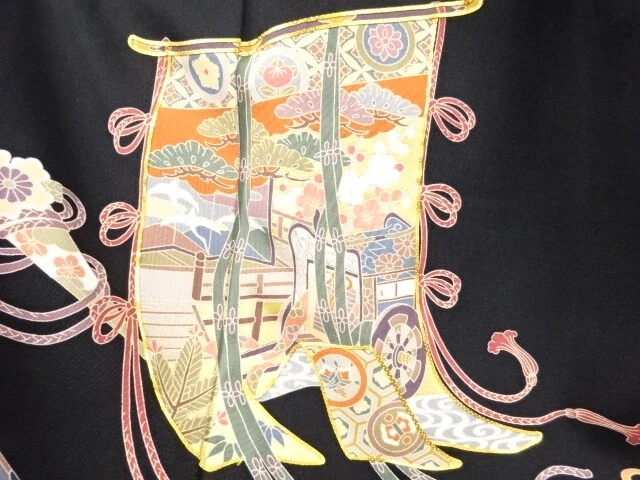 6796974: Japanese Kimono / Antique Tomesode / Kinsai / Embroidery / Screen & Tre