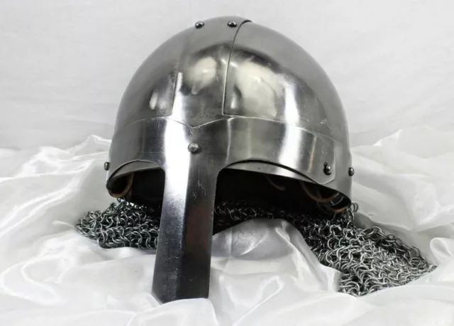 Medieval Steel Viking Nasal Helmet with Chainmail ~Hand-Forged ~ sca/helm/Handfo
