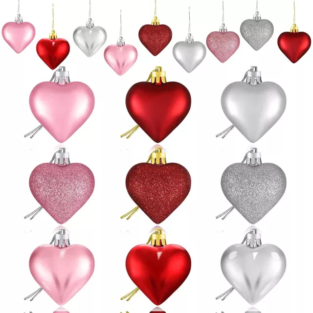 15/24/27x Heart Shaped Balls Ornaments Hanging Wedding Anniversary Home Decor