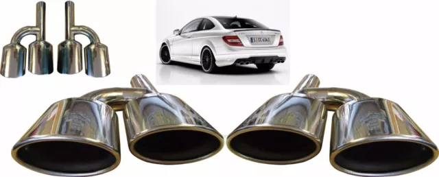 Quad Oval Chrome Exhaust Pipe Tips Muffler Tips For Mercedes  C63 AMG Coupe