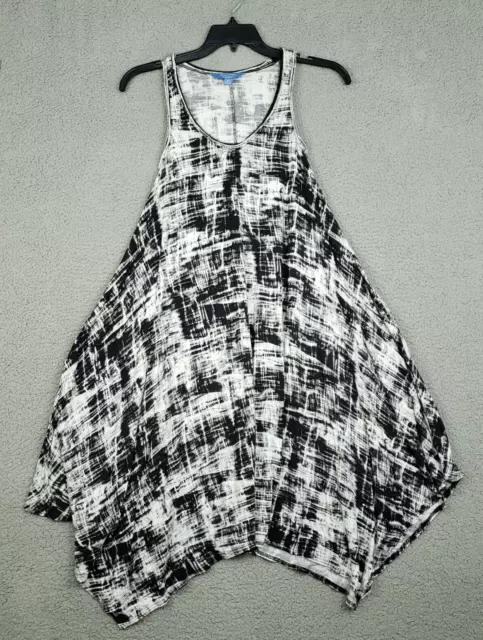 Simply Vera Vera Wang Dress Womens XS Black White Tie Dye Boho Handkerchief Hem