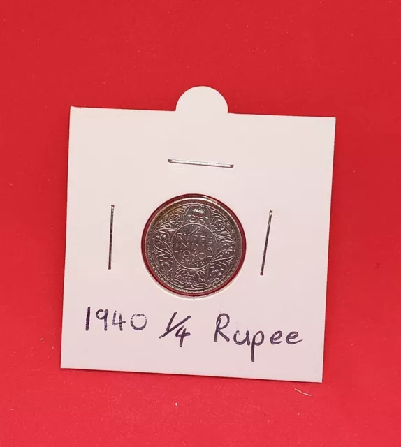 KING GEORGE VI INDIA 1940 1/4 QUARTER RUPEE COIN .500 SILVER (Bombay)