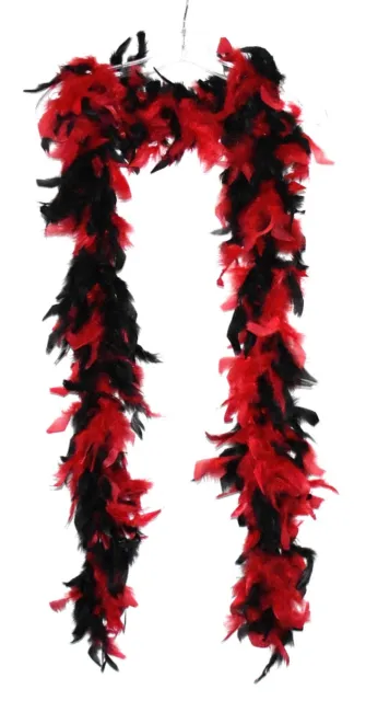 Vintage Black & Red Feather Long Boa 77" Long 4" to 6" Wide
