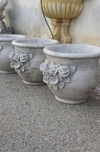 Coppia Di Vasi Da Esterno Giardino Piante Fiori In Cemento Marmo Pietra