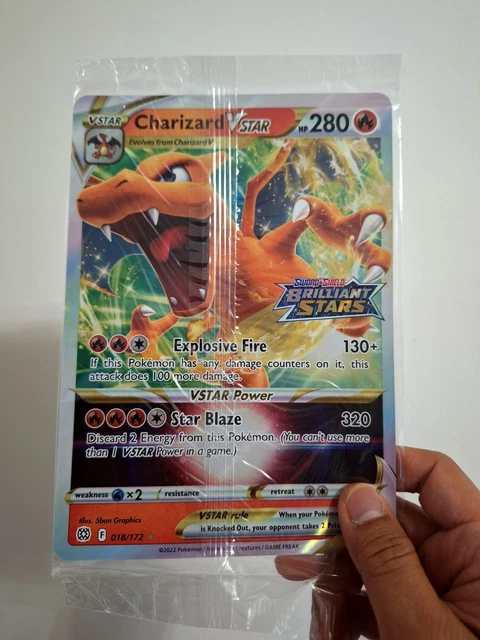 Carta Pokmon Charizard VSTAR 018/172 - Brilliant Stars, Rare VSTAR,  Incluye Toploader De Proteccin