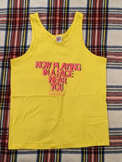 VINTAGE OG NIKE Air Jordan Tank Top Large T Shirt 80s 90s Yellow 