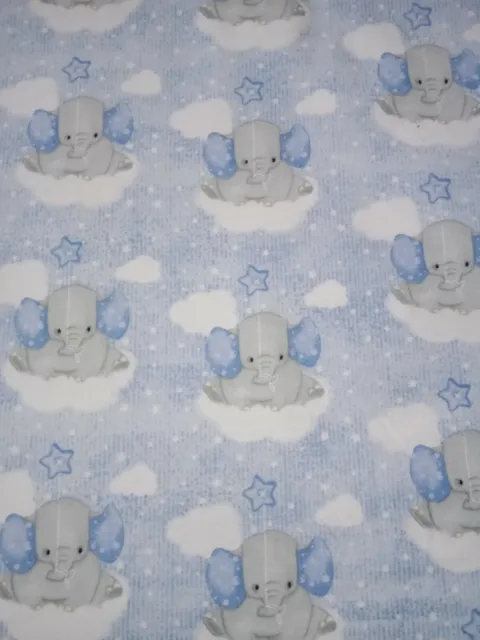 Elephants What A Star Blue Flannelette Cotton FLAT Cot Sheet Handmade