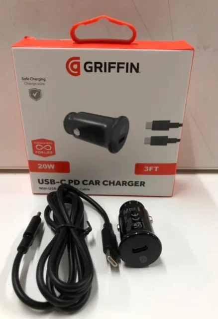 Griffin usb-c PD Car charger 20w 3ft