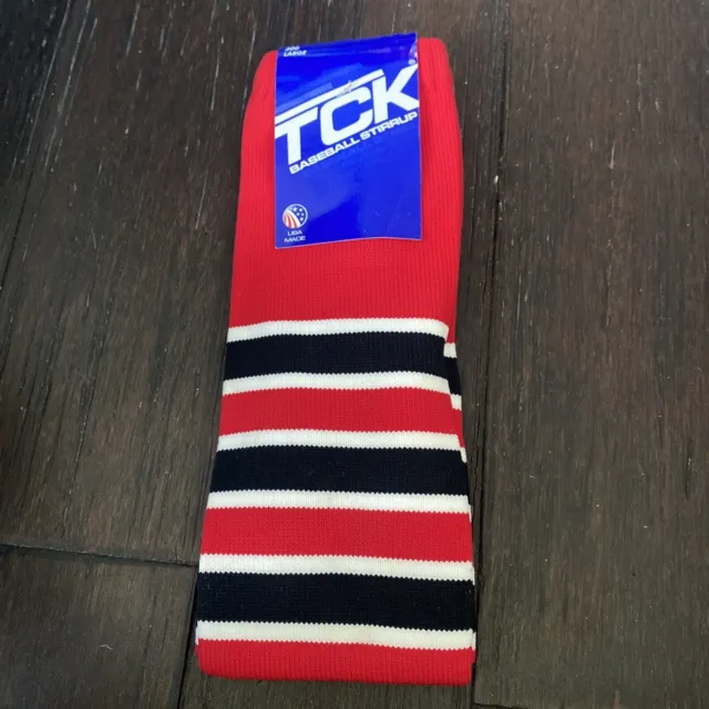 TCK Baseball Stirrup Socks! Mens 300 Large Red, White, Black New See Pics
