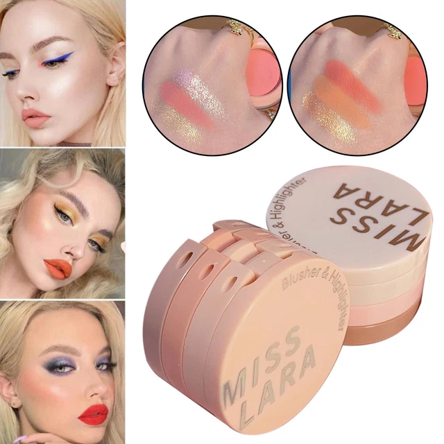 Paleta de polvo resaltador 3 en 1 rubor mate sombra de ojos maquillaje facial Y2 K1W9