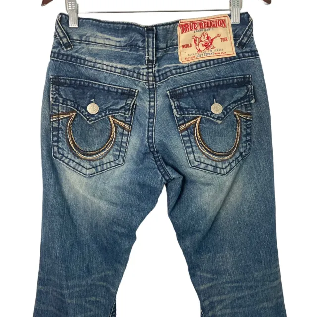 True Religion Joey Super T Mens Size 32 Boot Cut Flare Medium Wash Jeans