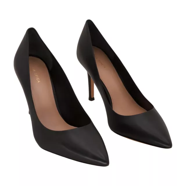 Via Spiga Women's Cloe Pointed Toe Pumps Black Leather Size 6.5