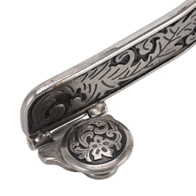 One Pair Boot Spurs Stainless Steel Vintage Leaf Patterned Cowboy Z1