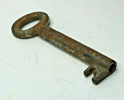 Antique Chest or Cabinet Key hollow end Steel stamped 17 on bow 49 mm 3