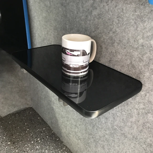 SMALL CAMPERVAN FOLDING Table Shelf Motorhome Caravan Gloss Black