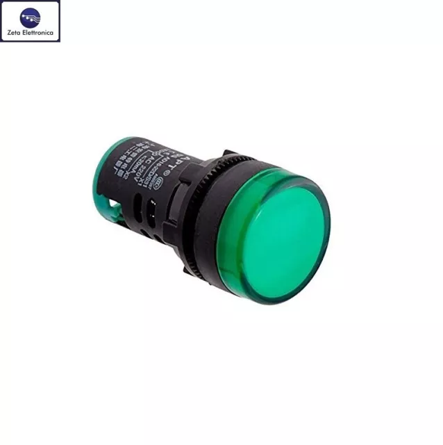 Indicatore Luminoso Da Pannello 220V Ac Led Spia Segnalatore A Luce Colore Verde