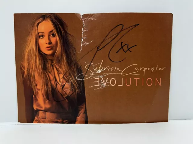 Sabrina Carpenter Autographed Hand Signed “Evolution” 5 x 7 Promo Card Damaged