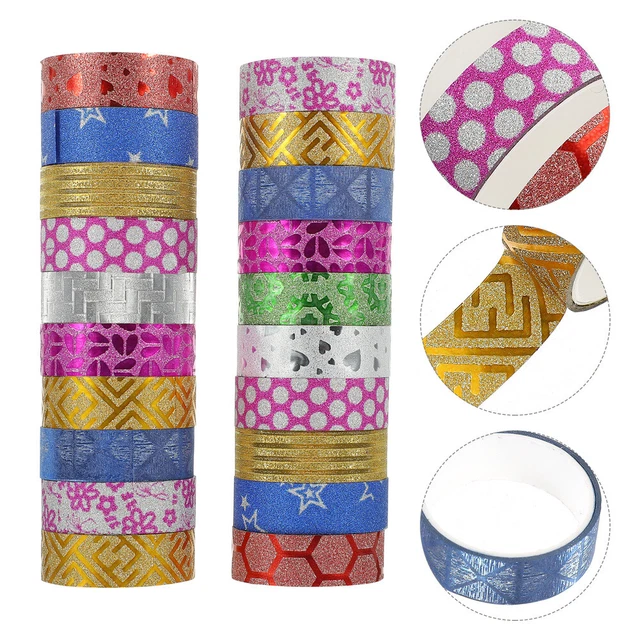 100 Rolls Ruban Washi Bande Scintillante Autocollants Coréens Poudre D'or