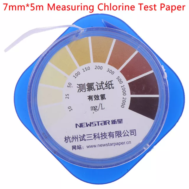 1Roll Chlorine Test Paper Strips Range 10-2000mg/lppm Color Chart Cleaning W.EL