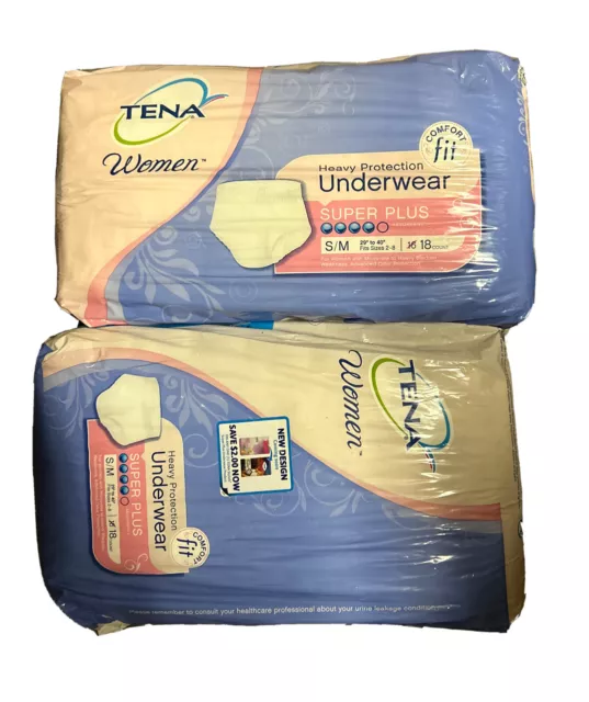 2~TENA INCONTINENCE UNDERWEAR for Women S/M Heavy Protection Super Plus ...