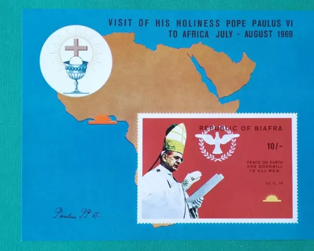 BIAFRA 10/ Visite du Pape neuf MNH 1968 Bloc BF IMPERF NON DENTELÉ