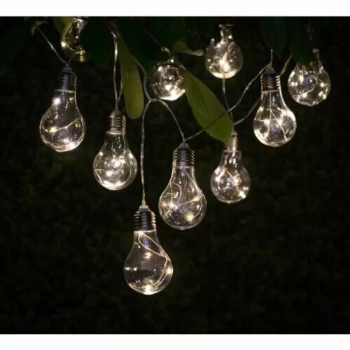 Solar Light 10 Light Bulb String Lights Retro Bulbs Party Wedding Decor Ornament