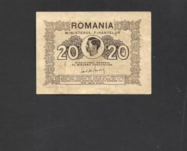 20 Lei Extra Fine Banknote From Romania 1945  Pick-76