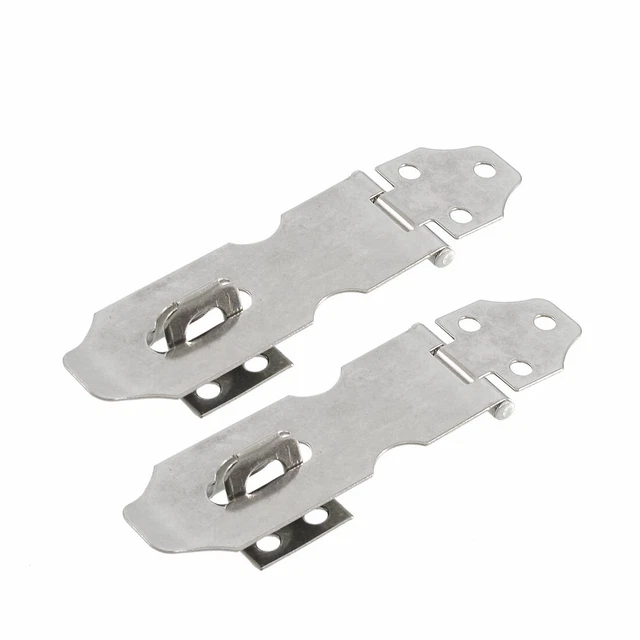 Cupboard Safety Padlock Door Latch Silver Tone Hasp Staple 2.5" 2 Set