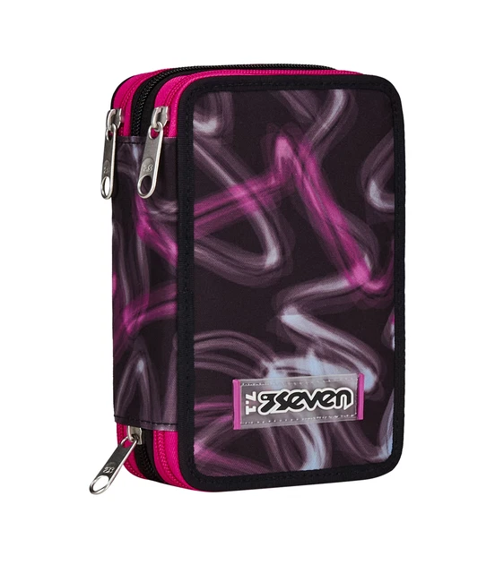 Astuccio Scomparti Seven Astuccio Scuola Zip, Rosa Viola